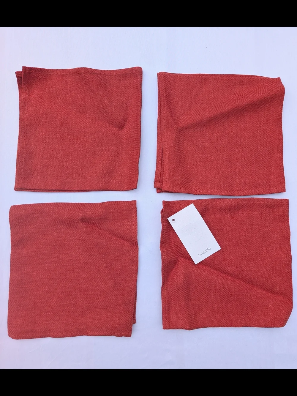 Set Of 4 Lara Orange 17x17 Linen Napkins